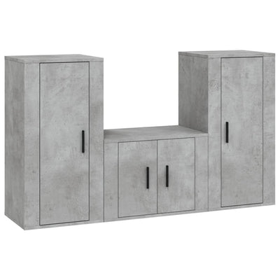 3 Piece TV Cabinet Set Concrete Grey Engineered Wood