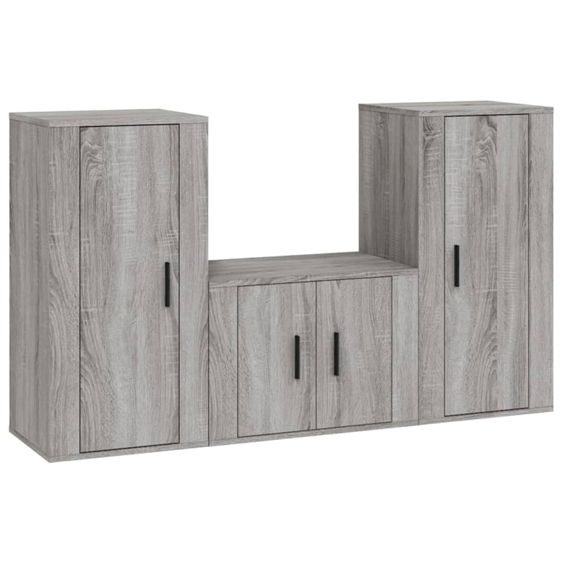 3 Piece TV Cabinet Set Grey Sonoma Engineered Wood