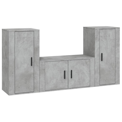 3 Piece TV Cabinet Set Concrete Grey Engineered Wood