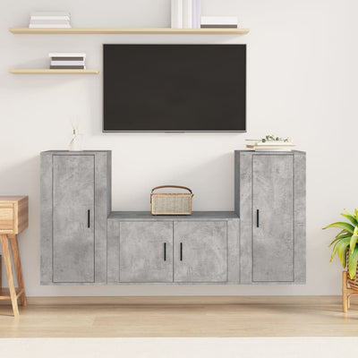 3 Piece TV Cabinet Set Concrete Grey Engineered Wood