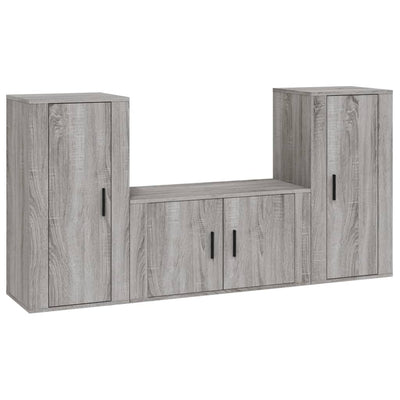 3 Piece TV Cabinet Set Grey Sonoma Engineered Wood