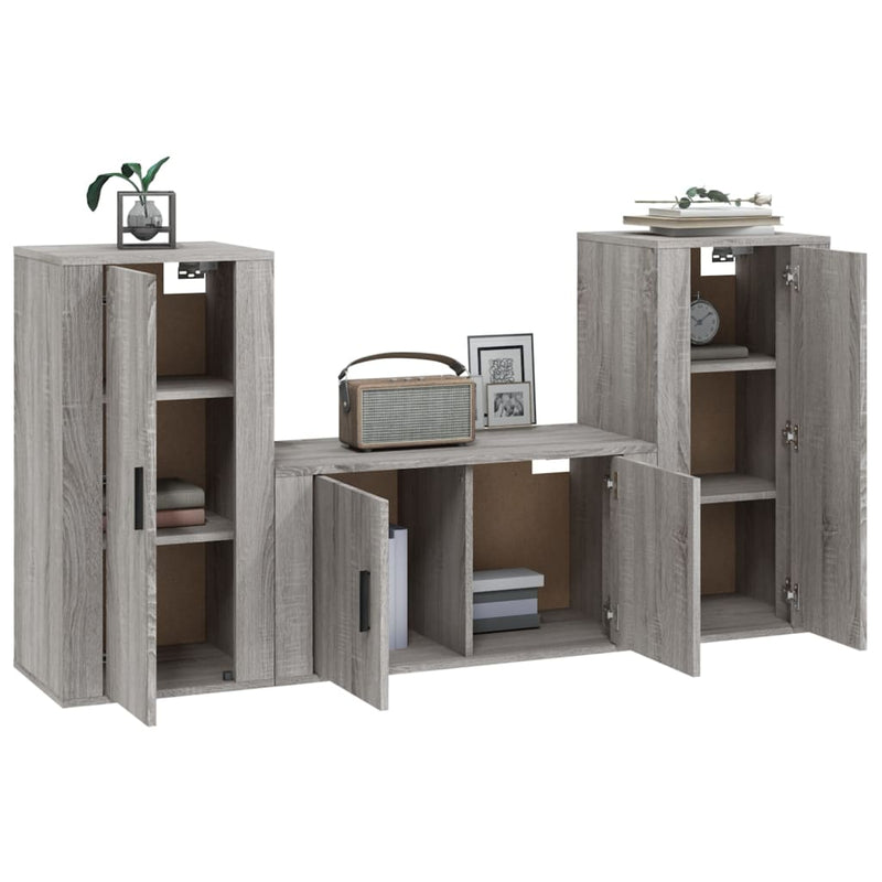 3 Piece TV Cabinet Set Grey Sonoma Engineered Wood