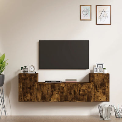 4 Piece TV Cabinet Set Smoked Oak Engineered Wood