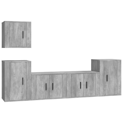 5 Piece TV Cabinet Set Concrete Grey Engineered Wood