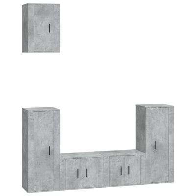 5 Piece TV Cabinet Set Concrete Grey Engineered Wood