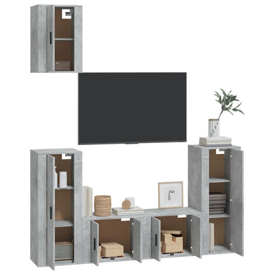 5 Piece TV Cabinet Set Concrete Grey Engineered Wood