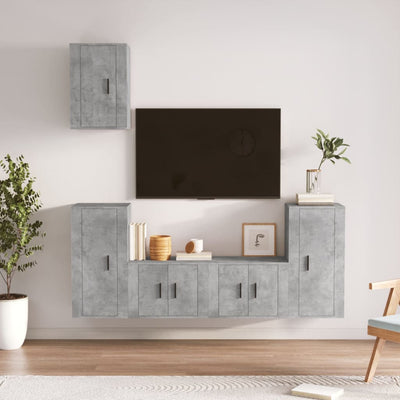 5 Piece TV Cabinet Set Concrete Grey Engineered Wood