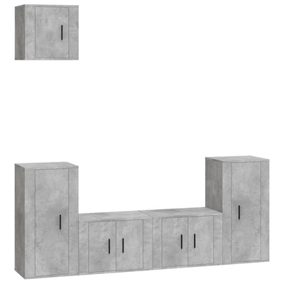 5 Piece TV Cabinet Set Concrete Grey Engineered Wood