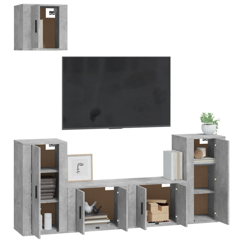 5 Piece TV Cabinet Set Concrete Grey Engineered Wood