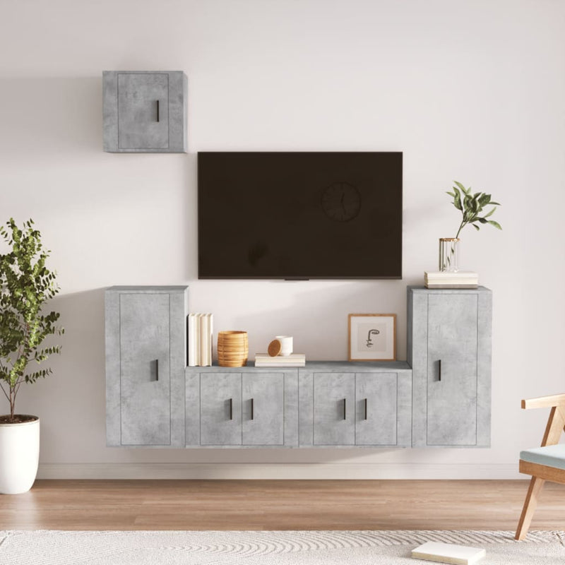 5 Piece TV Cabinet Set Concrete Grey Engineered Wood