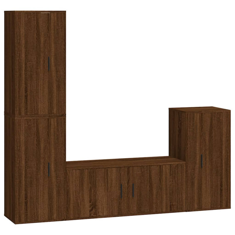 4 Piece TV Cabinet Set Brown Oak Engineered Wood