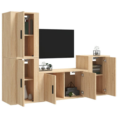 4 Piece TV Cabinet Set Sonoma Oak Engineered Wood