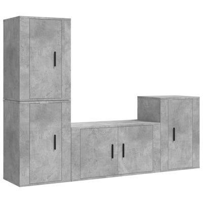 4 Piece TV Cabinet Set Concrete Grey Engineered Wood