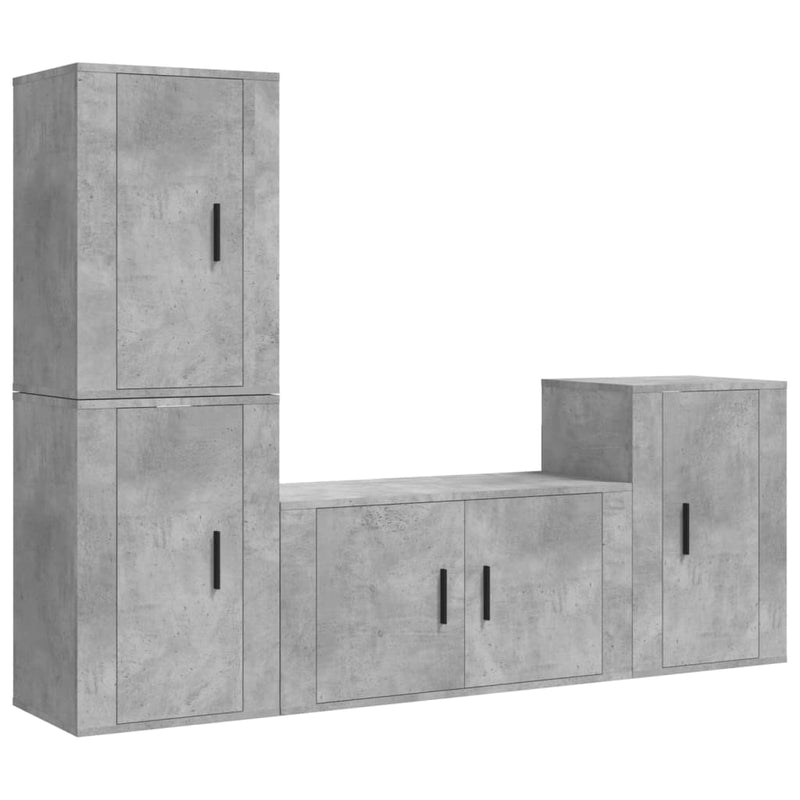 4 Piece TV Cabinet Set Concrete Grey Engineered Wood