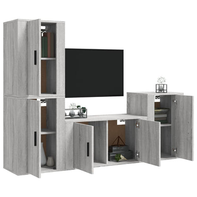 4 Piece TV Cabinet Set Grey Sonoma Engineered Wood