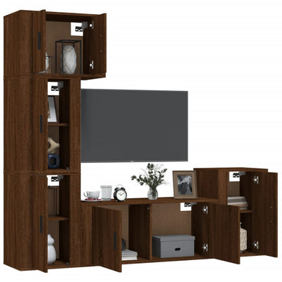 5 Piece TV Cabinet Set Brown Oak Engineered Wood