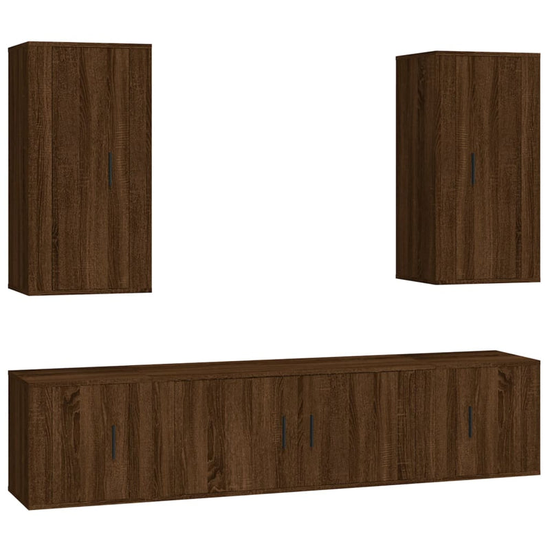 5 Piece TV Cabinet Set Brown Oak Engineered Wood