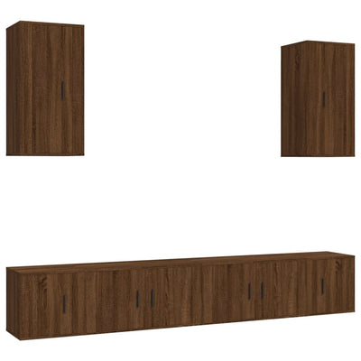 6 Piece TV Cabinet Set Brown Oak Engineered Wood