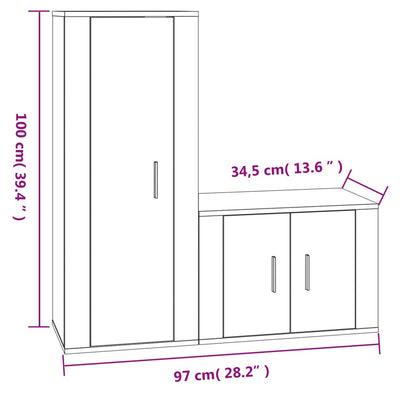 2 Piece TV Cabinet Set Black Engineered Wood