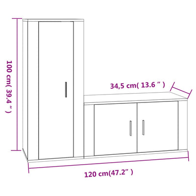 2 Piece TV Cabinet Set Smoked Oak Engineered Wood