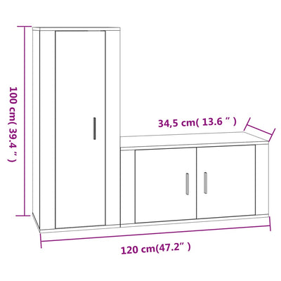 2 Piece TV Cabinet Set Grey Sonoma Engineered Wood