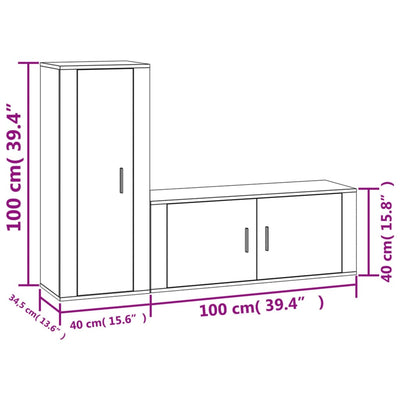 2 Piece TV Cabinet Set Grey Sonoma Engineered Wood