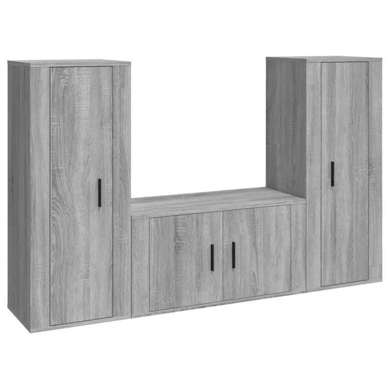 3 Piece TV Cabinet Set Grey Sonoma Engineered Wood