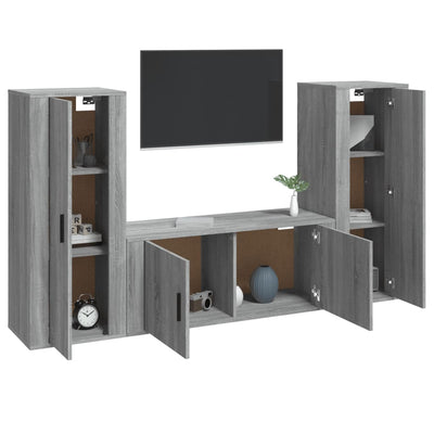 3 Piece TV Cabinet Set Grey Sonoma Engineered Wood