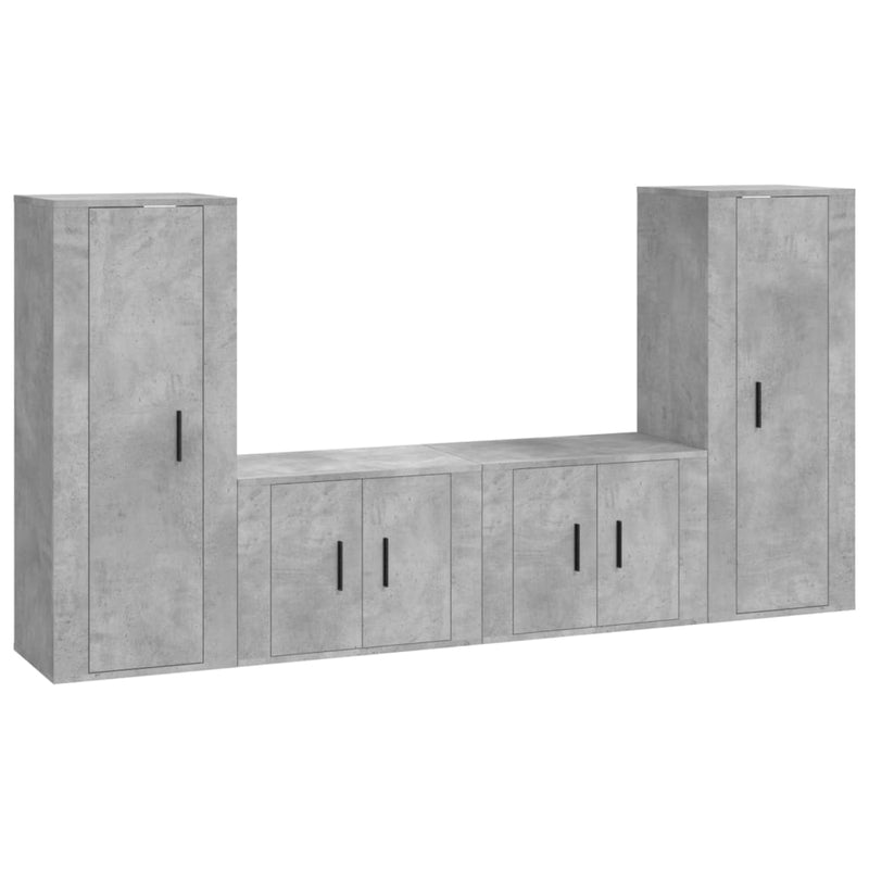 4 Piece TV Cabinet Set Concrete Grey Engineered Wood