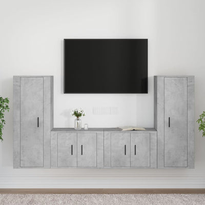 4 Piece TV Cabinet Set Concrete Grey Engineered Wood