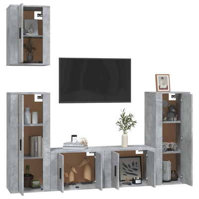 5 Piece TV Cabinet Set Concrete Grey Engineered Wood