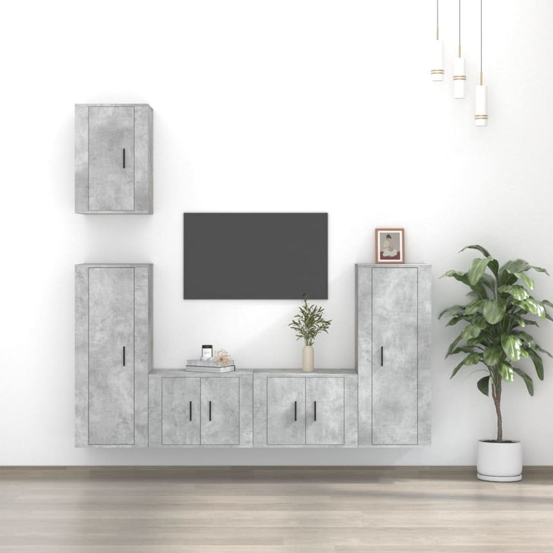 5 Piece TV Cabinet Set Concrete Grey Engineered Wood