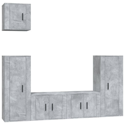 5 Piece TV Cabinet Set Concrete Grey Engineered Wood