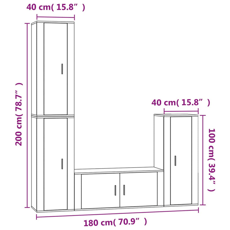 4 Piece TV Cabinet Set Grey Sonoma Engineered Wood