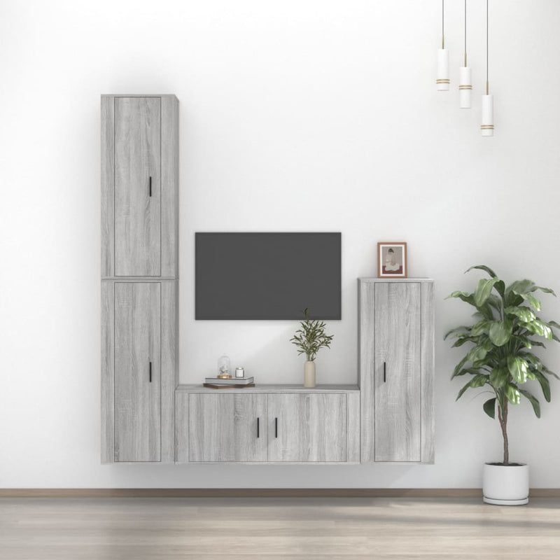 4 Piece TV Cabinet Set Grey Sonoma Engineered Wood