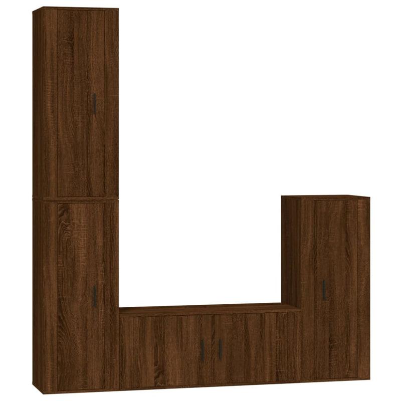 4 Piece TV Cabinet Set Brown Oak Engineered Wood