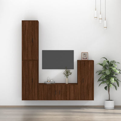 4 Piece TV Cabinet Set Brown Oak Engineered Wood