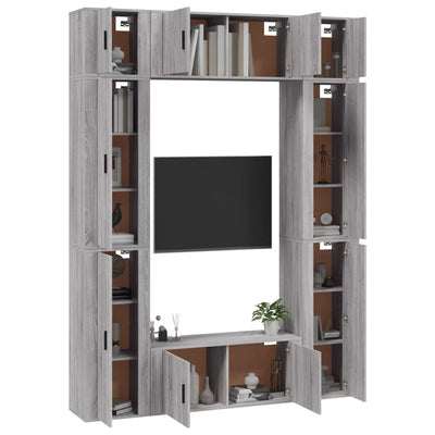 8 Piece TV Cabinet Set Grey Sonoma Engineered Wood