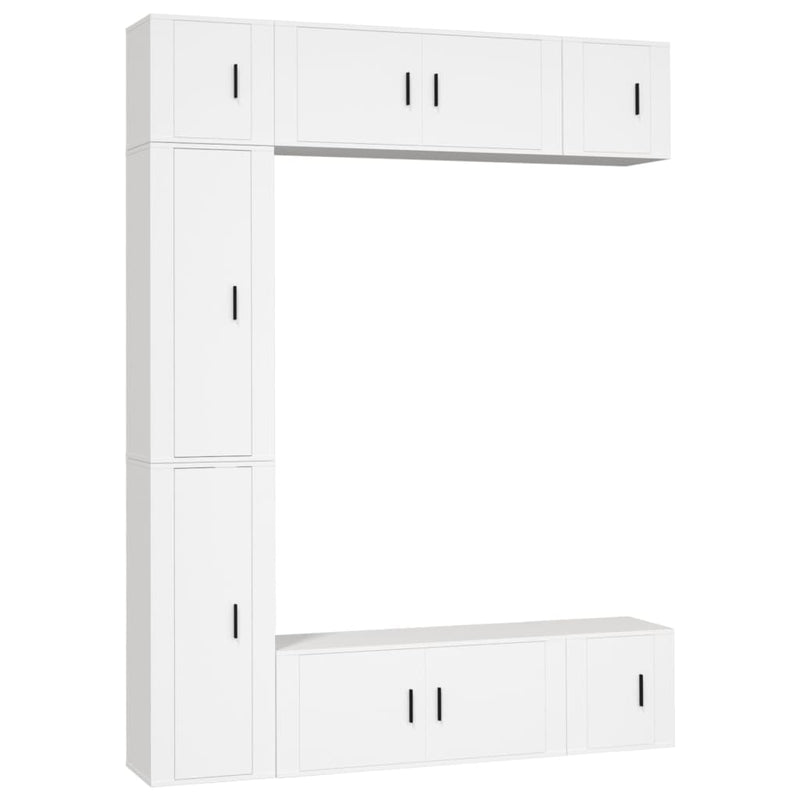 7 Piece TV Cabinet Set White Engineered Wood