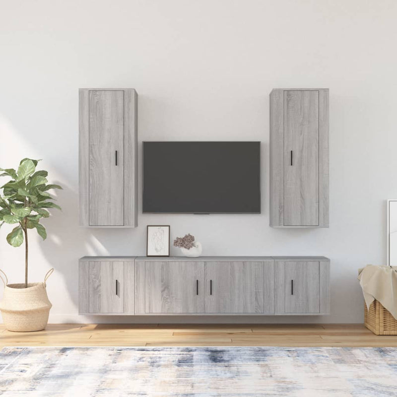 5 Piece TV Cabinet Set Grey Sonoma Engineered Wood