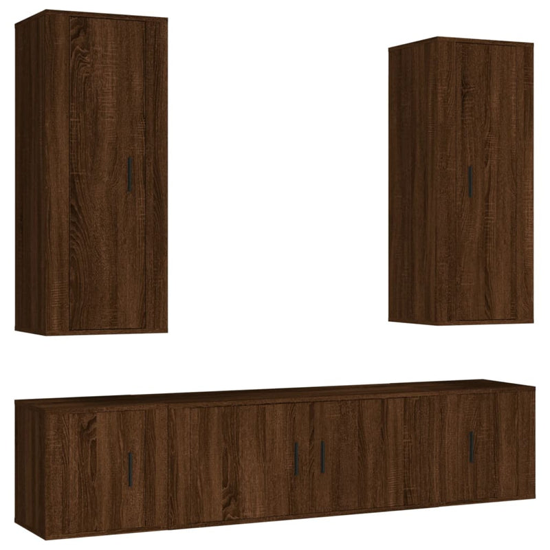 5 Piece TV Cabinet Set Brown Oak Engineered Wood