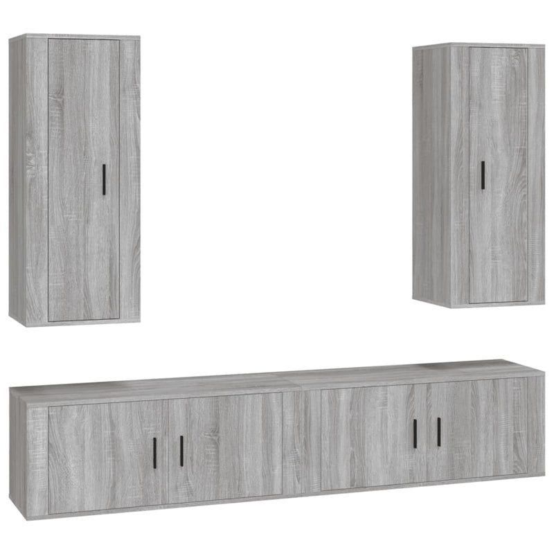 4 Piece TV Cabinet Set Grey Sonoma Engineered Wood