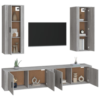 4 Piece TV Cabinet Set Grey Sonoma Engineered Wood