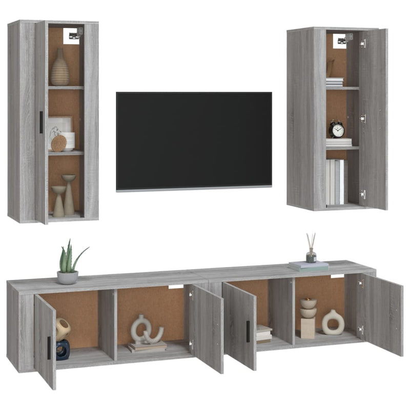 4 Piece TV Cabinet Set Grey Sonoma Engineered Wood