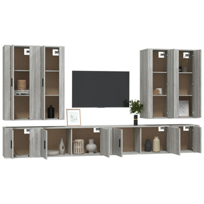 8 Piece TV Cabinet Set Grey Sonoma Engineered Wood