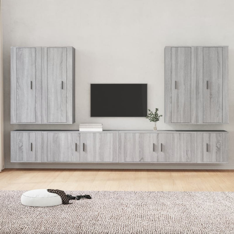 8 Piece TV Cabinet Set Grey Sonoma Engineered Wood