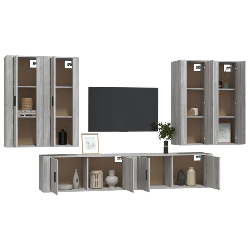 6 Piece TV Cabinet Set Grey Sonoma Engineered Wood