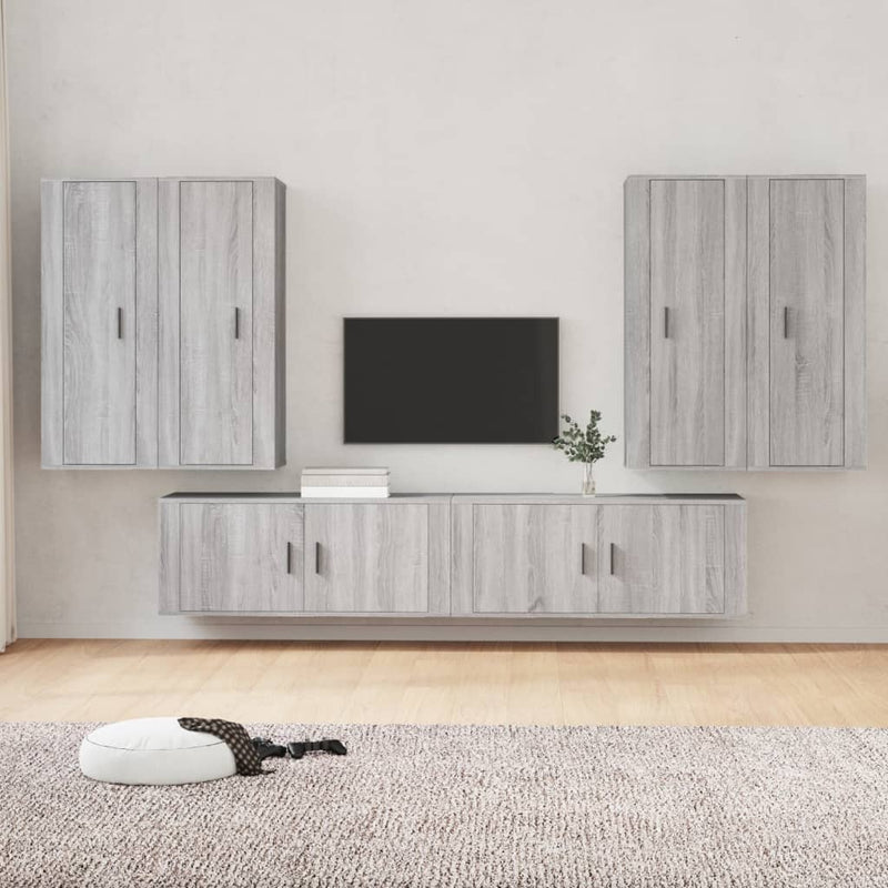 6 Piece TV Cabinet Set Grey Sonoma Engineered Wood