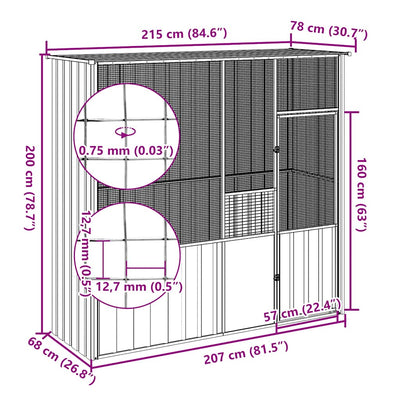 Bird Cage Anthracite 215x78x200 cm Galvanised Steel