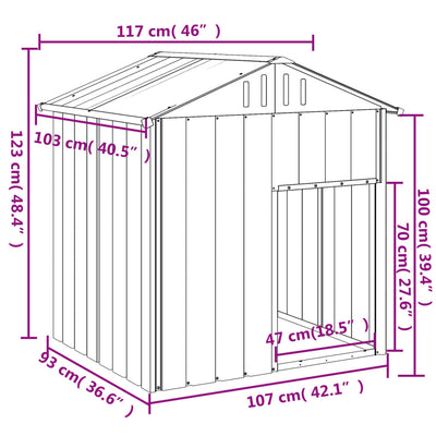 Dog House with Roof Anthracite 117x103x123 cm Galvanised Steel